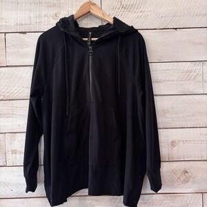 Athleta Womens 3/4 Zip Athletic Hoodie With Snap Sides XS Black